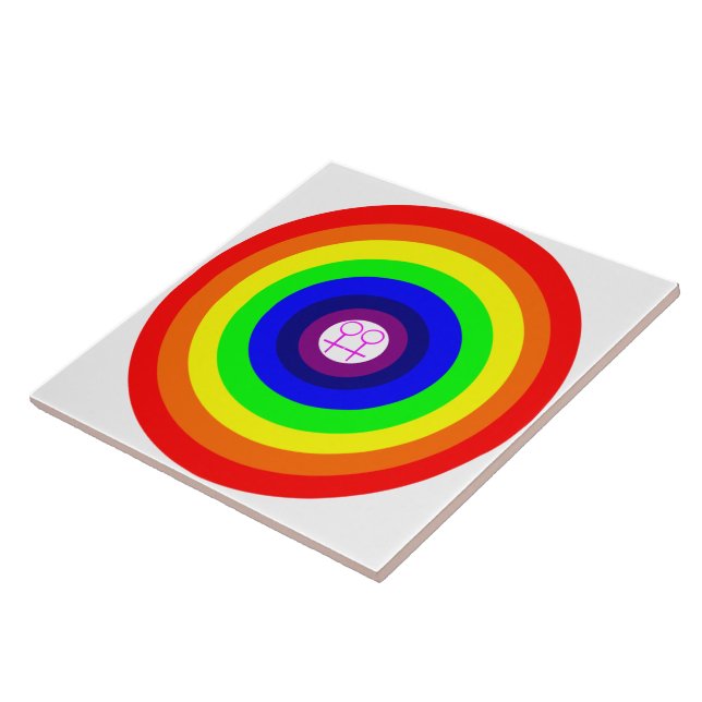 Lesbians Round Rainbow Tile (Side)