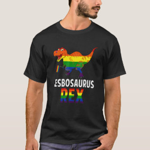 Lesbosaurus Rex Dinosaur In Rainbow Flag For Lesbi T-Shirt