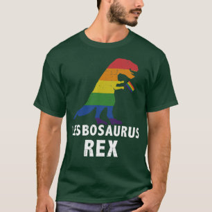 Lesbosaurus rex dinosaur in rainbow for lesbian p T-Shirt