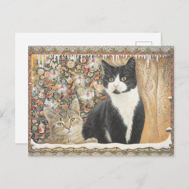 Lesley Anne Ivory Christmas Cat Postcard (Front/Back)