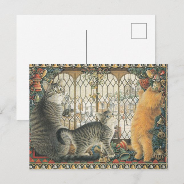 LESLEY ANNE IVORYS CHRISTMAS CAT POSTCARD (Front/Back)