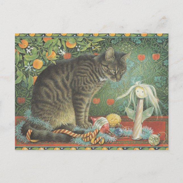 LESLEY ANNE IVORYS CHRISTMAS CAT POSTCARD (Front)
