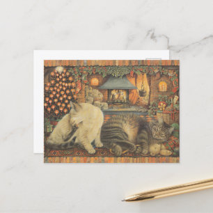 LESLEY ANNE IVORYS CHRISTMAS CAT POSTCARD