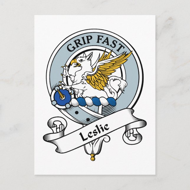 Leslie Clan Badge Postcard (Front)