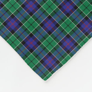 Leslie Clan Bright Blue and Green Hunting Tartan Fleece Blanket