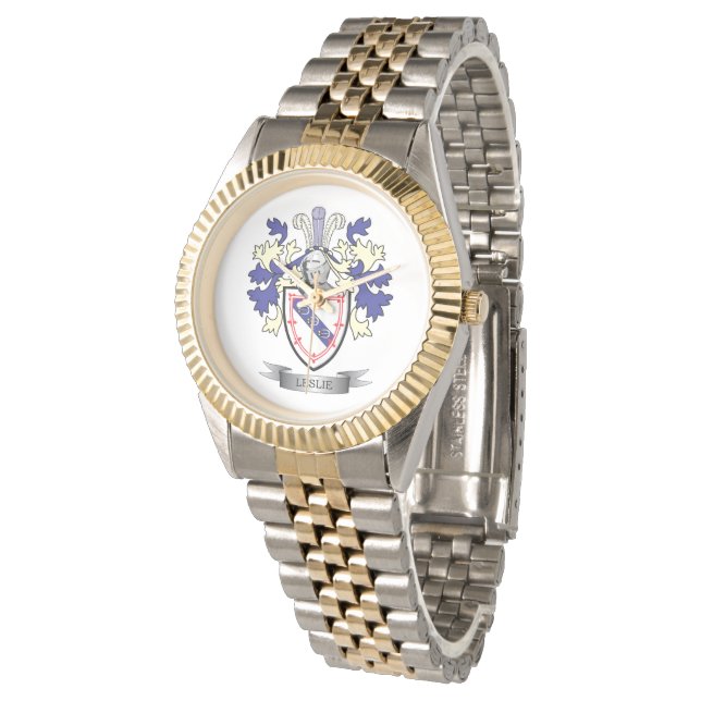 Leslie Family Crest Coat of Arms Watch (Angled)