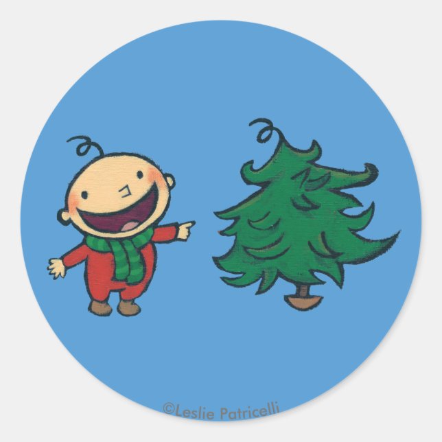 Leslie Patricelli's Baby Chooses a Christmas Tree Classic Round Sticker (Front)