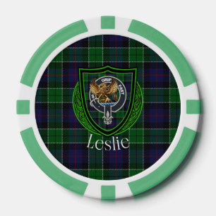 Leslie Scottish Clan Tartan & Crest Poker Chips