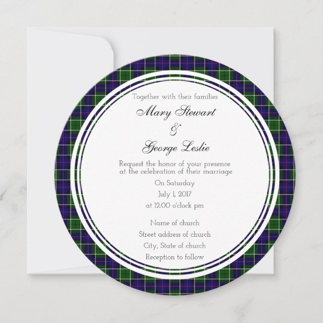 Leslie Scottish Wedding Round Invitation (Front)