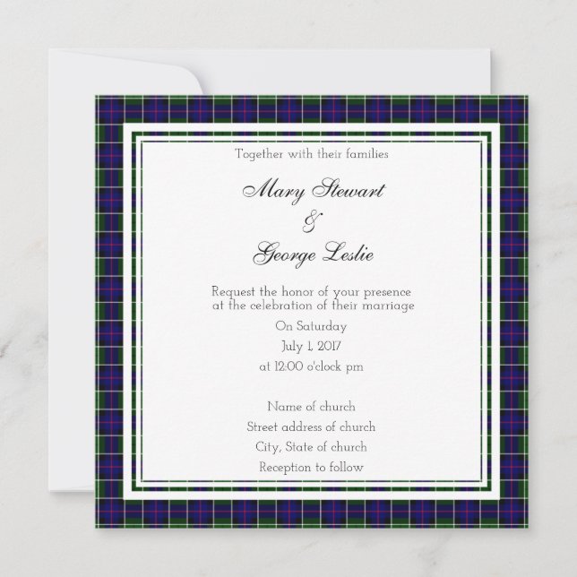 Leslie Scottish Wedding Square Invitation (Front)