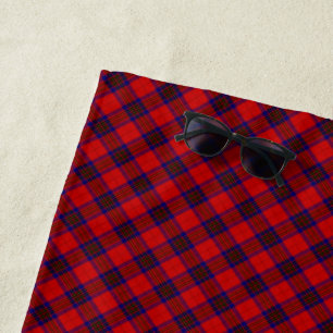 Leslie tartan red blue purple plaid beach towel