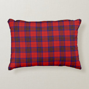 Leslie tartan red blue purple plaid decorative cushion