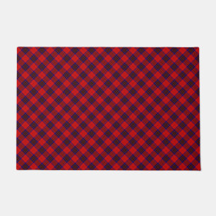 Leslie tartan red blue purple plaid doormat