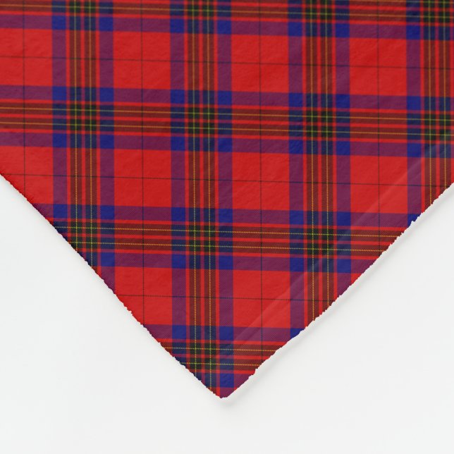 Leslie tartan red blue purple plaid fleece blanket (Corner)