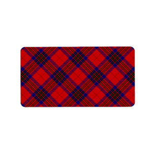 Leslie tartan red blue purple plaid label