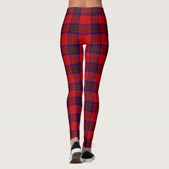 Leslie tartan red blue purple plaid leggings (Back)
