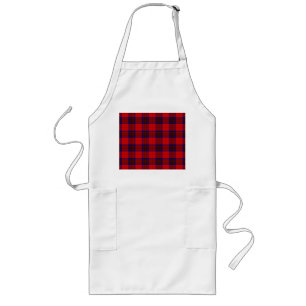 Leslie tartan red blue purple plaid long apron