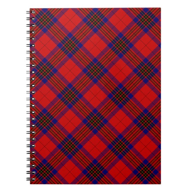 Leslie tartan red blue purple plaid spiral notebook (Front)