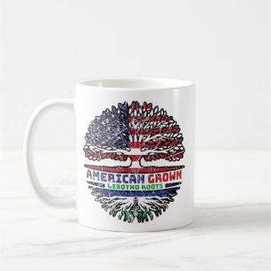 Lesotho American USA Tree Roots Flag Coffee Mug