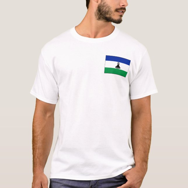 Lesotho Flag and Map T-Shirt (Front)