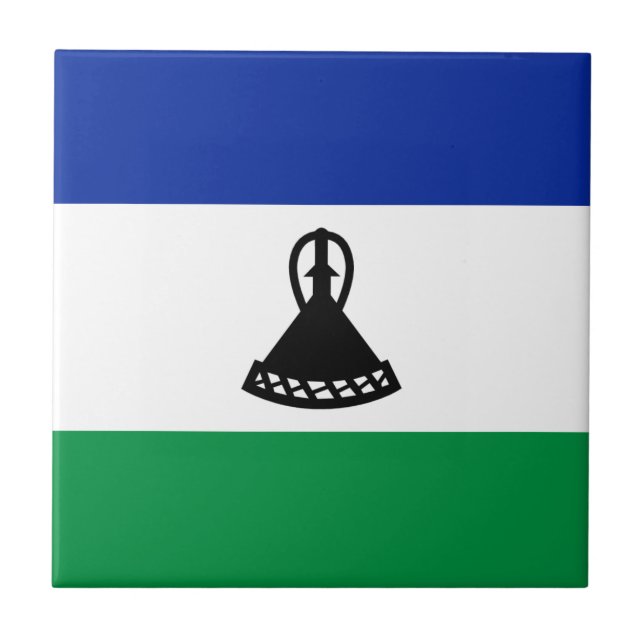 Lesotho Flag Ceramic Tile (Front)