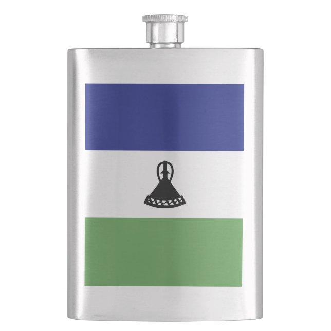 Lesotho flag hip flask (Front)