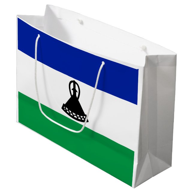 Lesotho Flag Large Gift Bag (Front Angled)