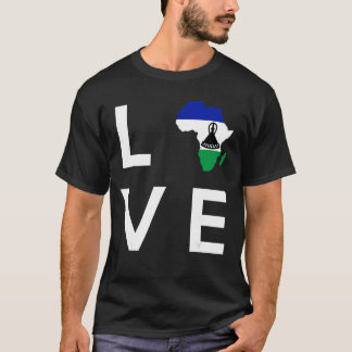 Lesotho Flag Love Africa Continent Silhouette for  T-Shirt