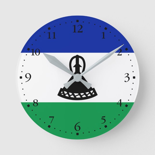 Lesotho Flag Round Clock (Front)