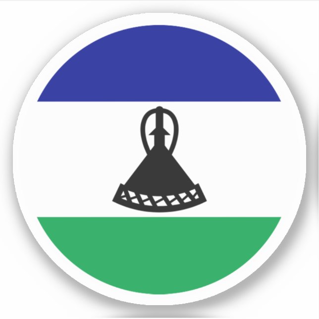Lesotho Flag Round Sticker (Front)