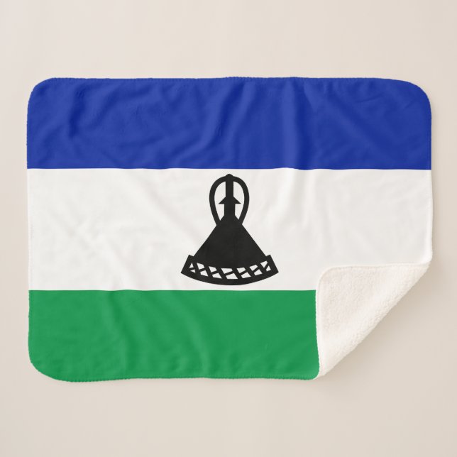 Lesotho Flag Sherpa Blanket (Front (Horizontal))