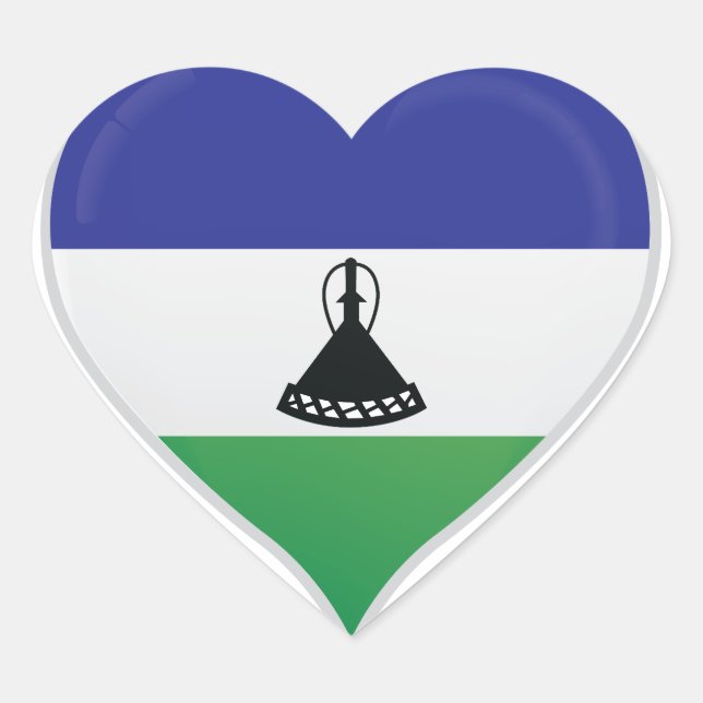Lesotho love flag pride heart sticker (Front)