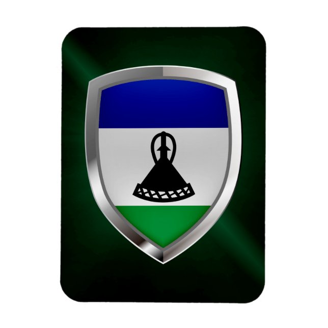 Lesotho Metallic Emblem Magnet (Vertical)