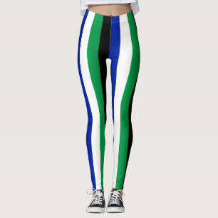 Lesotho National Flag Colours Vertical Striped Leggings