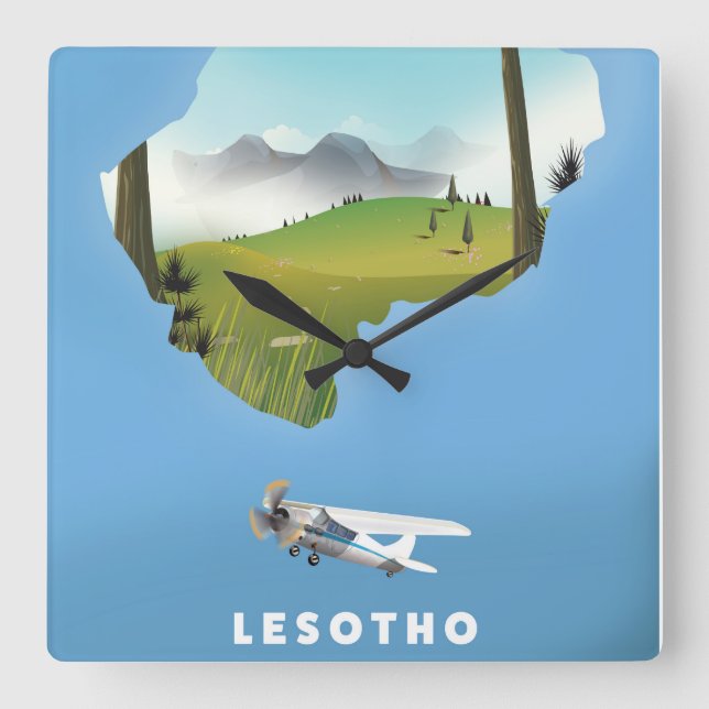 Lesotho South Africa Ski poster Square Wall Clock (Front)