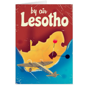 Lesotho Vintage travel flight poster