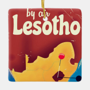 Lesotho Vintage travel flight poster Ceramic Ornament