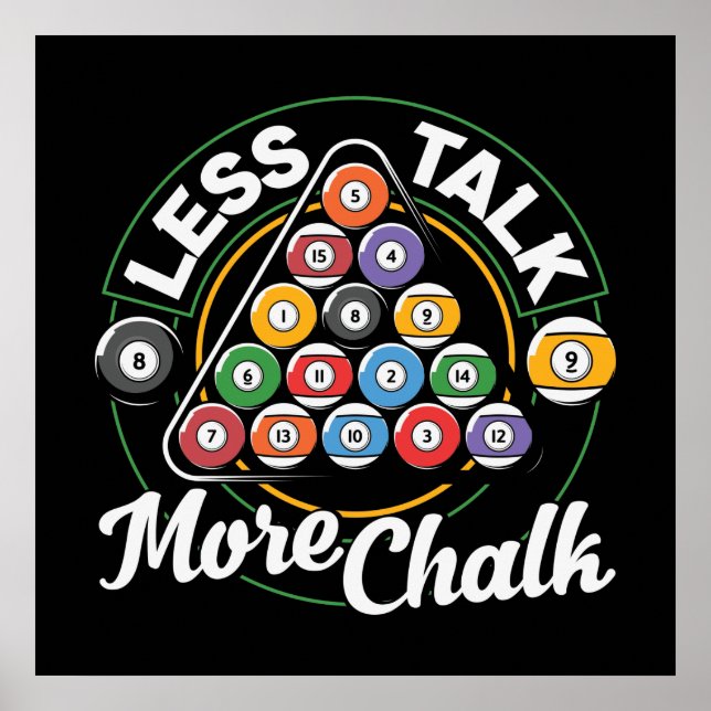 less chalk more talk Billiards sports Poster (Front)