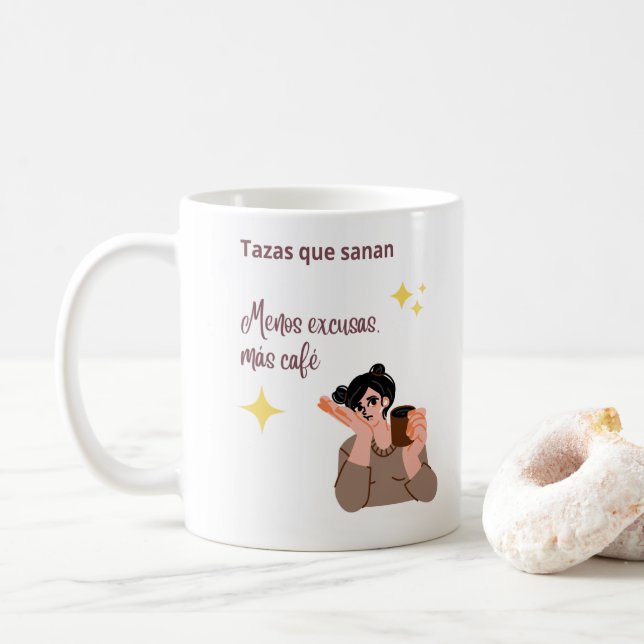 Less excuses More coffee – Motivation Mug  (With Donut)