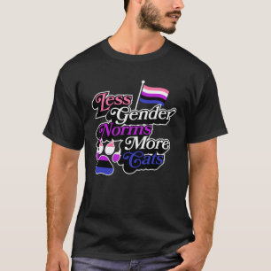 Less Gender Norms More Cats Genderfluid Pride Aest T-Shirt
