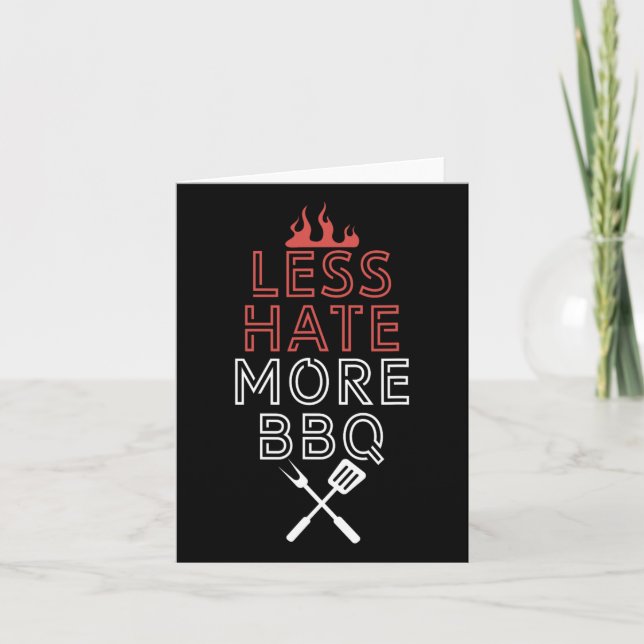 Less Hate More Bbq Head Chef Cooking Culinary Art  Card (Front)