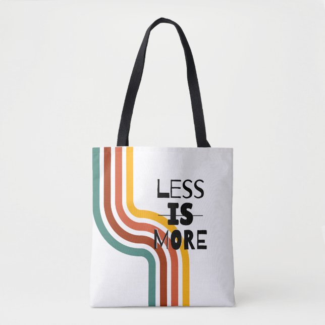 'Less Is More' Retro-Striped Minimalist  Tote Bag (Front)
