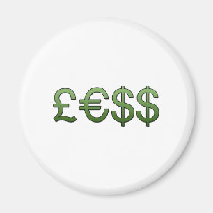 less money Symbols Pound, Euro Us Dollar Magnet