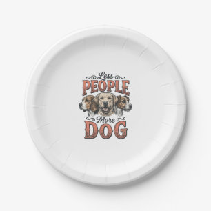 Less People More Dog Vintage Dog Lover Design_1 Paper Plate