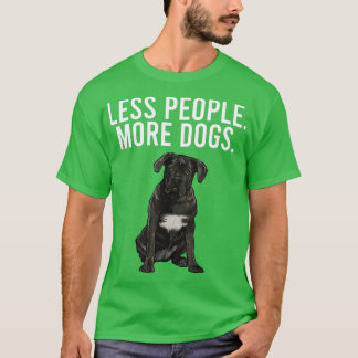 Less People More Dogs Cane Corso Funny Introvert  T-Shirt