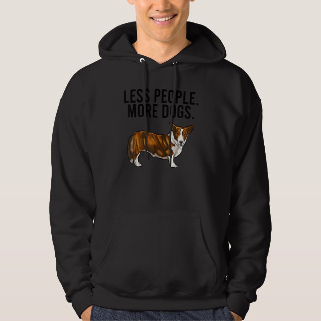 Less People More Dogs Cardigan Welsh Corgi Introve Hoodie (Front)