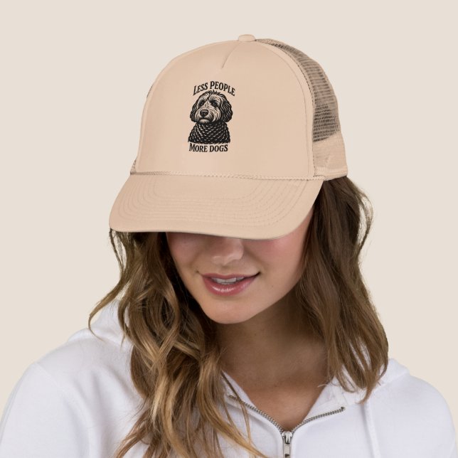 Less People More Dogs Hat – Goldendoodle Graphic (In Situ)
