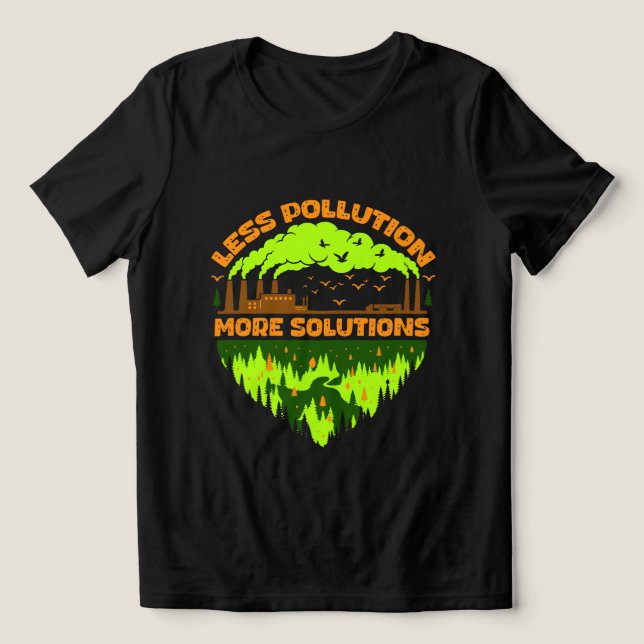 Less Pollution More Solutions Earth Day T-Shirt Tri-Blend Shirt (Design Front)