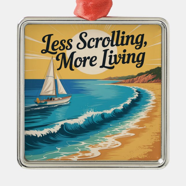Less Scrolling, More Living Metal Tree Decoration (Front)