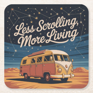 Less Scrolling, More Living Square Paper Coaster